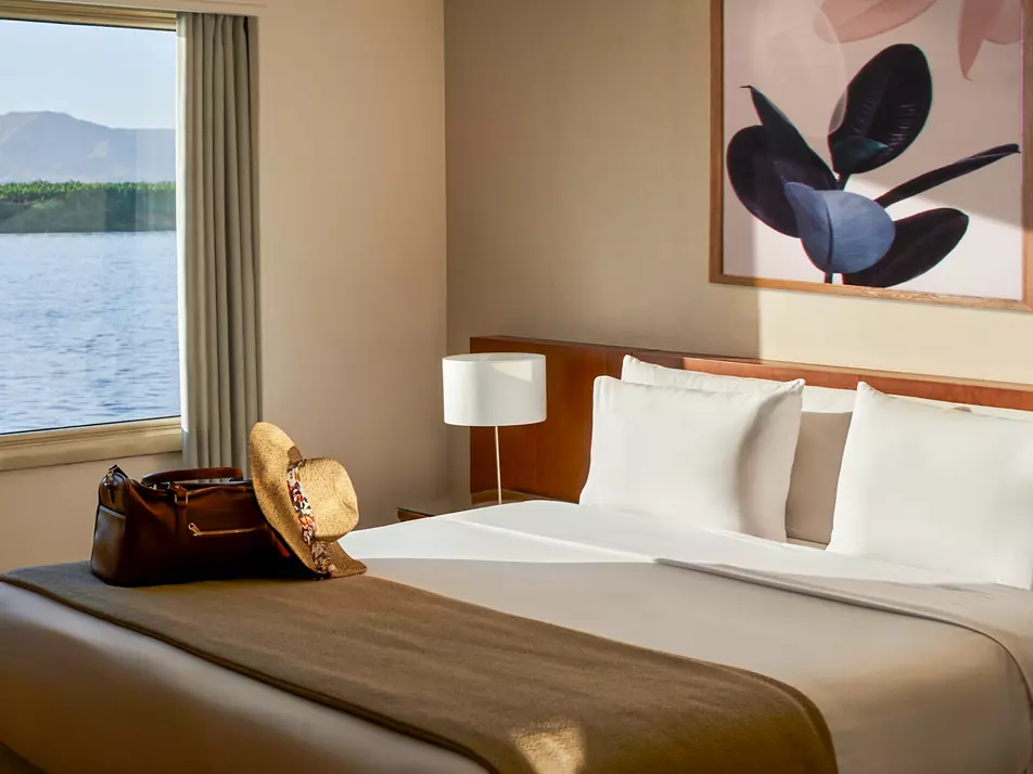 Cabin aboard the Mövenpick MS Royal Lotus Nile cruise